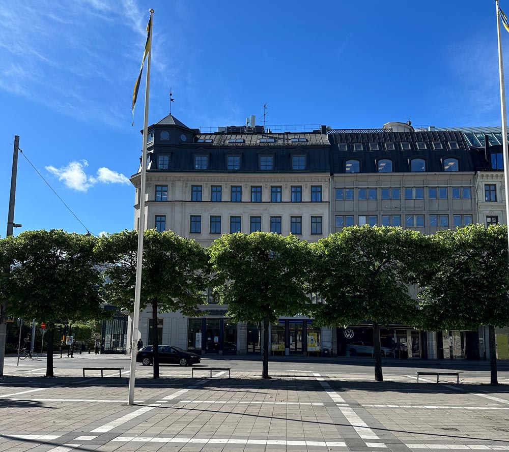 Outside the office in Stockholm